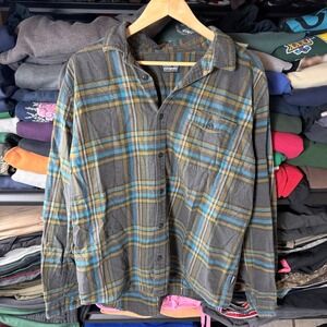 Patagonia Organic Cotton Plaid Flannel Shirt Men Medium Yellow Long Sleeve